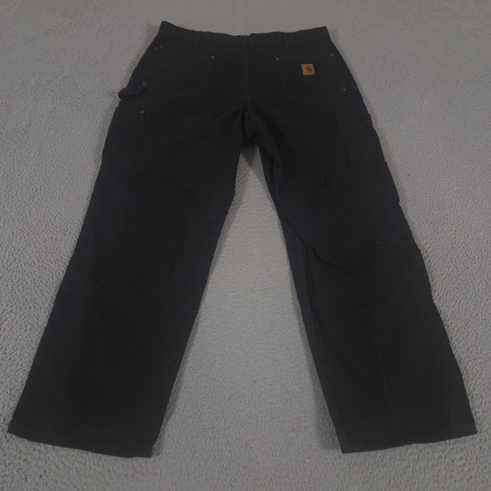 Carhartt Pants Mens 38x30 Black Loose Straight Washed Duck Double-Front Dungaree - Picture 10 of 15